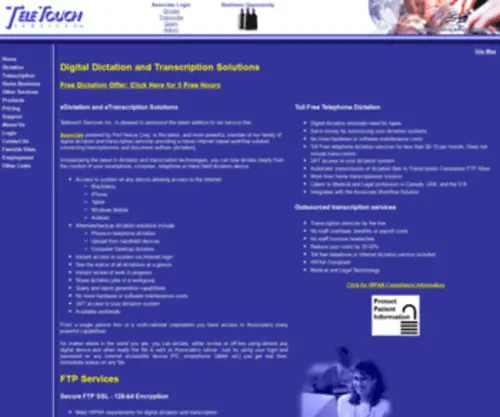 Teletouchtranscriptionservices.com(Digital Internet Based Toll Free Telephone Dictation) Screenshot