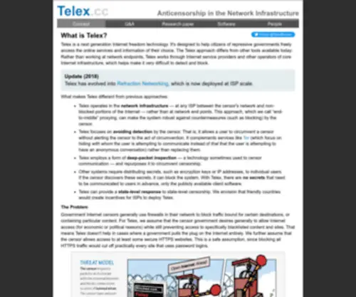 Telex.cc(Anticensorship in the Network Infrastructure) Screenshot