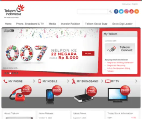 Telkom.net.id(Portal Korporat PT. Telekomunikasi Indonesia Tbk (TELKOM)) Screenshot