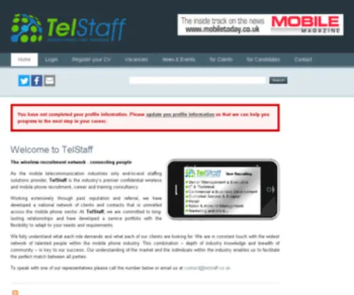 Telstaff.co.uk(Wireless and Mobile Phone Recruitment) Screenshot