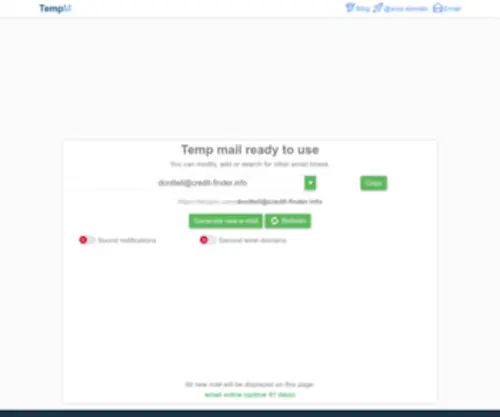 Tempm.com(Temp mail) Screenshot