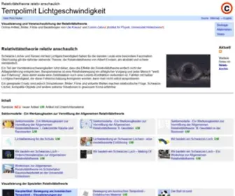 Tempolimit-Lichtgeschwindigkeit.de(Visualisierung und Veranschaulichung der Relativitätstheorie) Screenshot