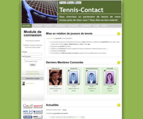 Tennis-Contact.com(Mise en relation de Partenaires de Tennis) Screenshot