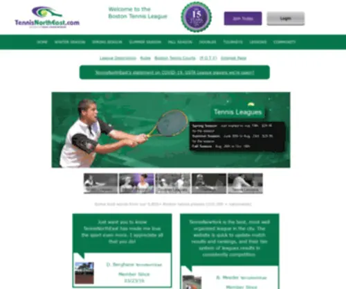 Tennisnortheast.com(Metro Boston Tennis Community) Screenshot