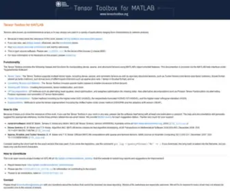 Tensortoolbox.org(Tensor Toolbox for MATLAB) Screenshot