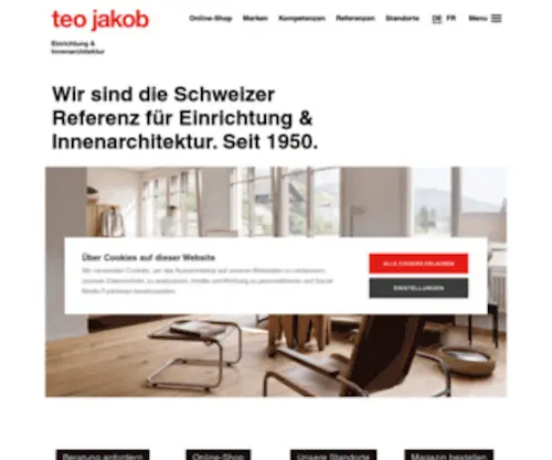 Teojakob.ch(Seit 1950 schafft teo jakob Räume mit Atmosphäre und Charakter) Screenshot