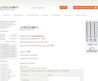 Terminalpc.hu(Eladó domain név) Screenshot