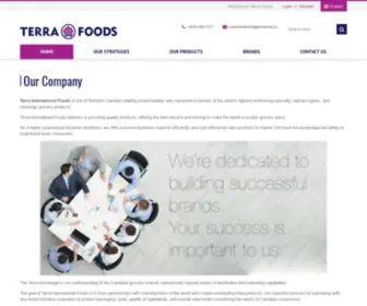 Terrafoods.ca(Terra International Food Inc) Screenshot