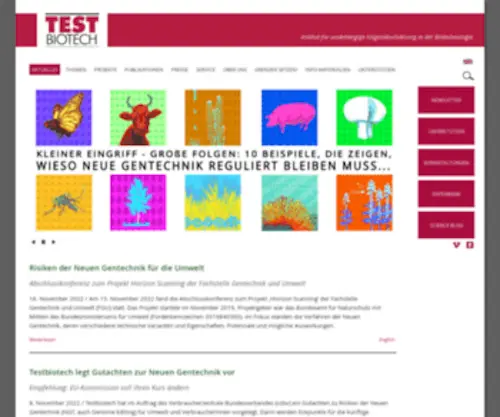 Testbiotech.de(Institut für unabhängige Folgenabschätzung in der Biotechnologie) Screenshot