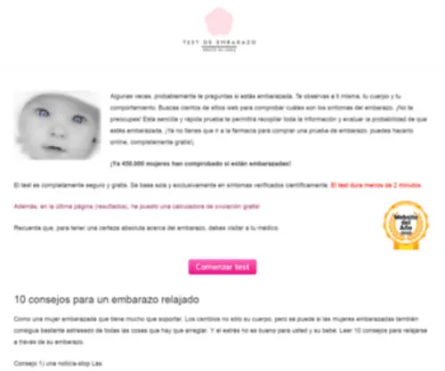 Testdeembarazogratisenlinea.com(Como saber si estoy embarazada sin pruebas) Screenshot