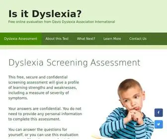 Testdyslexia.com(Free online evaluation from Davis Dyslexia Association International) Screenshot