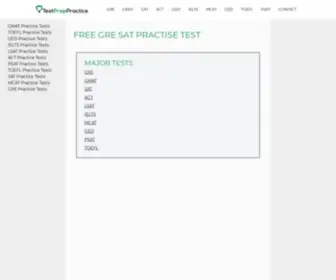 Testpreppractice.net(GRE SAT LSAT GED TOEFL MCAT ACT IELTS GMAT Practice Test) Screenshot