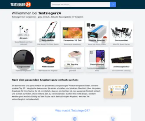 Testsieger24.net(Die besten Testsieger Angebote) Screenshot