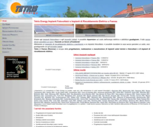 Tetrisfaenza.it(Tetris Energy Impianti Fotovoltaici e Impianti di Riscaldamento Elettrico a Faenza) Screenshot