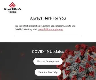 Texaschildrenscoronavirus.org(Coronavirus Disease (COVID) Screenshot