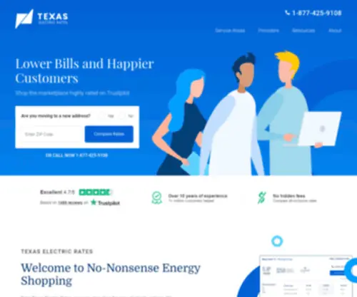 Texaselectricityproviders.com(Texas Electric Rates) Screenshot