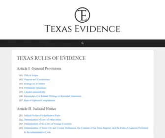 Texasevidence.com(Texas Rules of Evidence) Screenshot