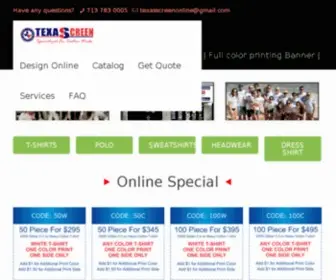 Texasscreenonline.com(T shirt Printing) Screenshot