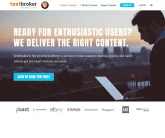 Textbroker.co.uk(Content and article writing services) Screenshot