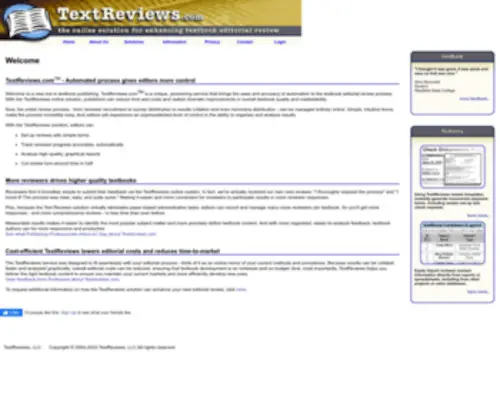 Textreviews.com(The online solution for enhancing textbook editorial review) Screenshot