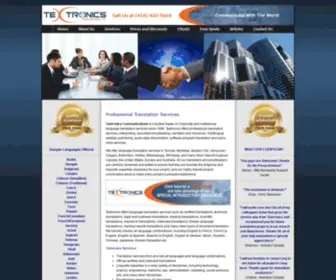 Textronics.com(Expert translation services in all subject matters) Screenshot