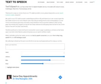 Texttospeech.io(Free online Text to Speech reader) Screenshot