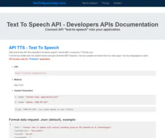 Texttospeechapi.com(Text To Speech API) Screenshot