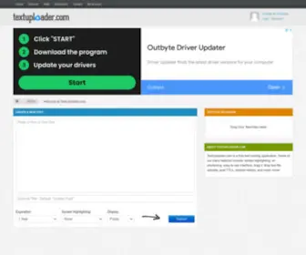 Textuploader.com(Free Text Content Hosting and Text Uploader Service) Screenshot