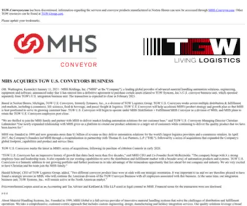 TGW-Conveyor.com(Supporting a network of authorized Distributors throughout the Americas) Screenshot