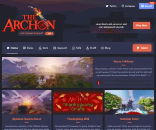 Thearchon.net(Minecraft OneBlock SkyBlock 1.21) Screenshot