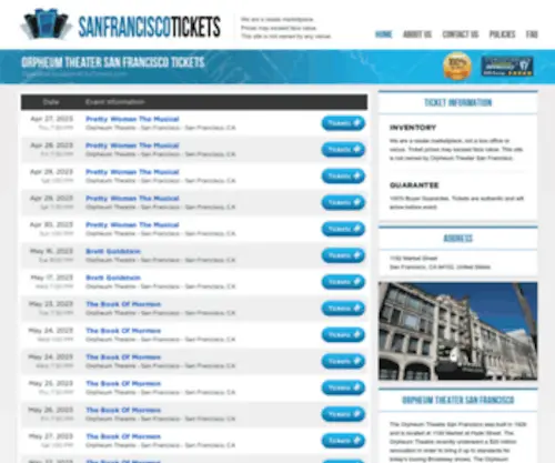 Theatersanfrancisco.com(Orpheum Theater San Francisco) Screenshot