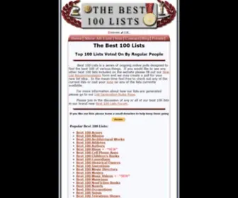 Thebest100Lists.com(The Best 100 Lists) Screenshot