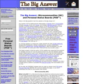 Thebiganswer.info(The Big Answer: Microcommunities (MC) and Personal Status Boards (PSB™)) Screenshot