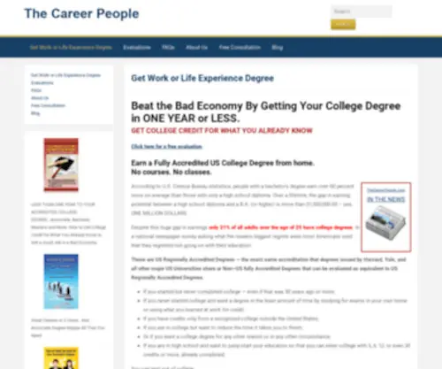 Thecareerpeople.com(Get Work or Life Experience Degree At Cheap Price) Screenshot