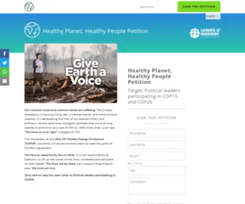 ThecatholicPetition.org(Healthy Planet) Screenshot