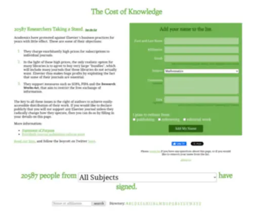 Thecostofknowledge.com(The Cost of Knowledge) Screenshot