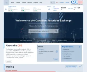 Thecse.ca(Canadian Securities Exchange) Screenshot