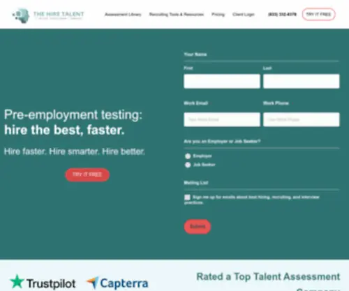 Thehiretalent.com(The Hire Talent's Pre Employment Testing) Screenshot