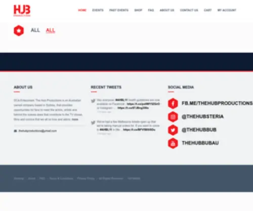 Thehubproductions.com(The Hub Productions) Screenshot