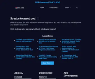 Theinsaneapp.com(Artificial Intelligence (AI) Blog) Screenshot