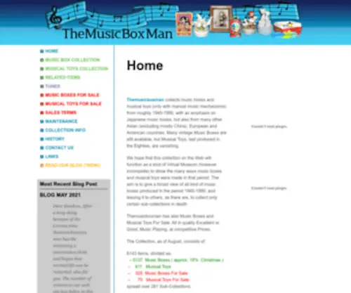 Themusicboxman.com(Themusicboxman collects music boxes and musical toys (only with manual music mechanisms)) Screenshot