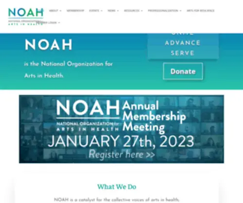 Thenoah.net(National Organization for Arts in Health) Screenshot