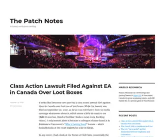 Thepatchnotes.com(A Gaming and Esports Law Blog) Screenshot