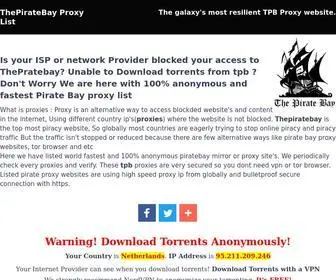 Thepiratebayproxylist.se(Pirate Bay Proxy List) Screenshot