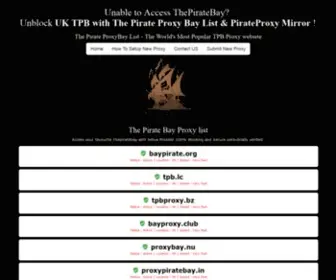 Thepirateproxybaylist.net(Pirate Bay Proxy ListDownload Torrents via ThePirateBay Proxy) Screenshot