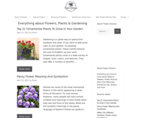 Theplantencyclopedia.org(Types of Flowers) Screenshot