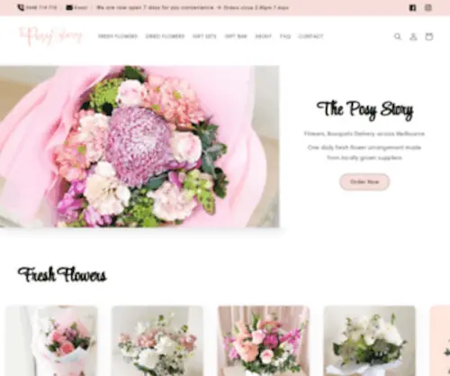 Theposystory.com.au(One daily flower arrangement. Locally grown blooms. Same day delivery Monday) Screenshot