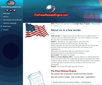 Thepressreleaseengine.com(A unique service that provide access to millions of press releases only from official USA state agencies) Screenshot