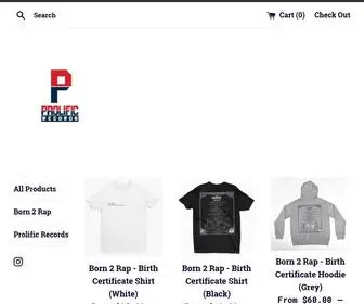 Theprolificrecords.com(Prolific Records Merchandise) Screenshot