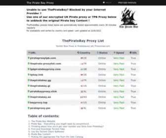 Theproxypiratebay.com(Pirate Bay ProxyUnblock TPB via Pirate Proxy) Screenshot